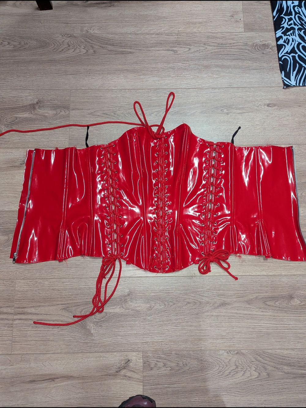 Allure Red Patent Lace-Up Waist Cincher Corset